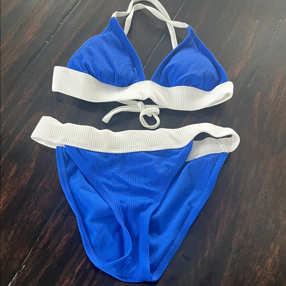 Xhilaration Women's Bikini in Blue and White